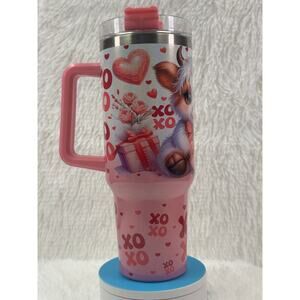 40 OZ. HOLOGRAPHIC SHIMMER HIGHLAND COW WITH HEARTS TUMBLER